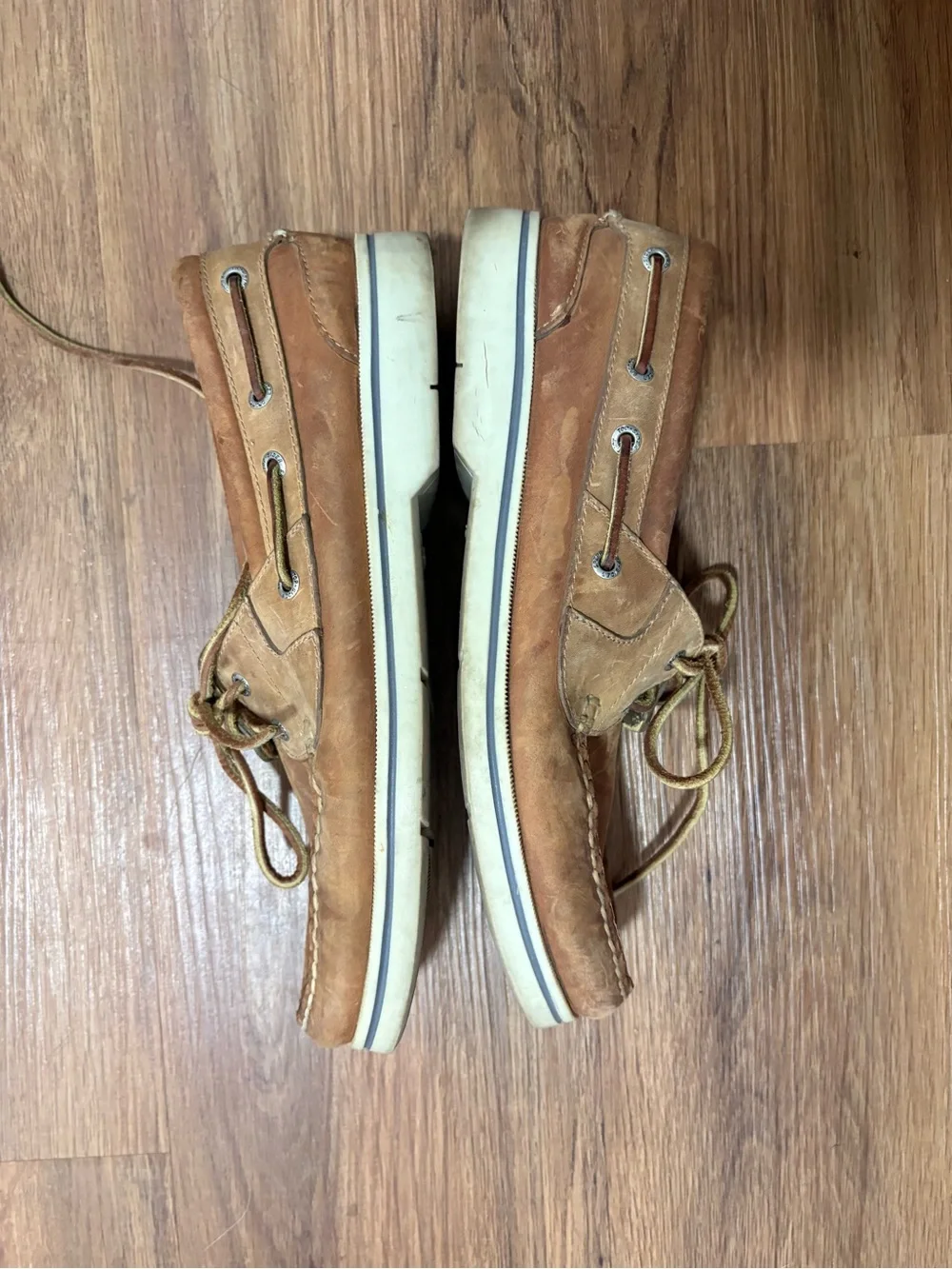 Sperry Top-Sider Men’s Leather Boat Shoes Brown Size 11.5W Wide Lace Up